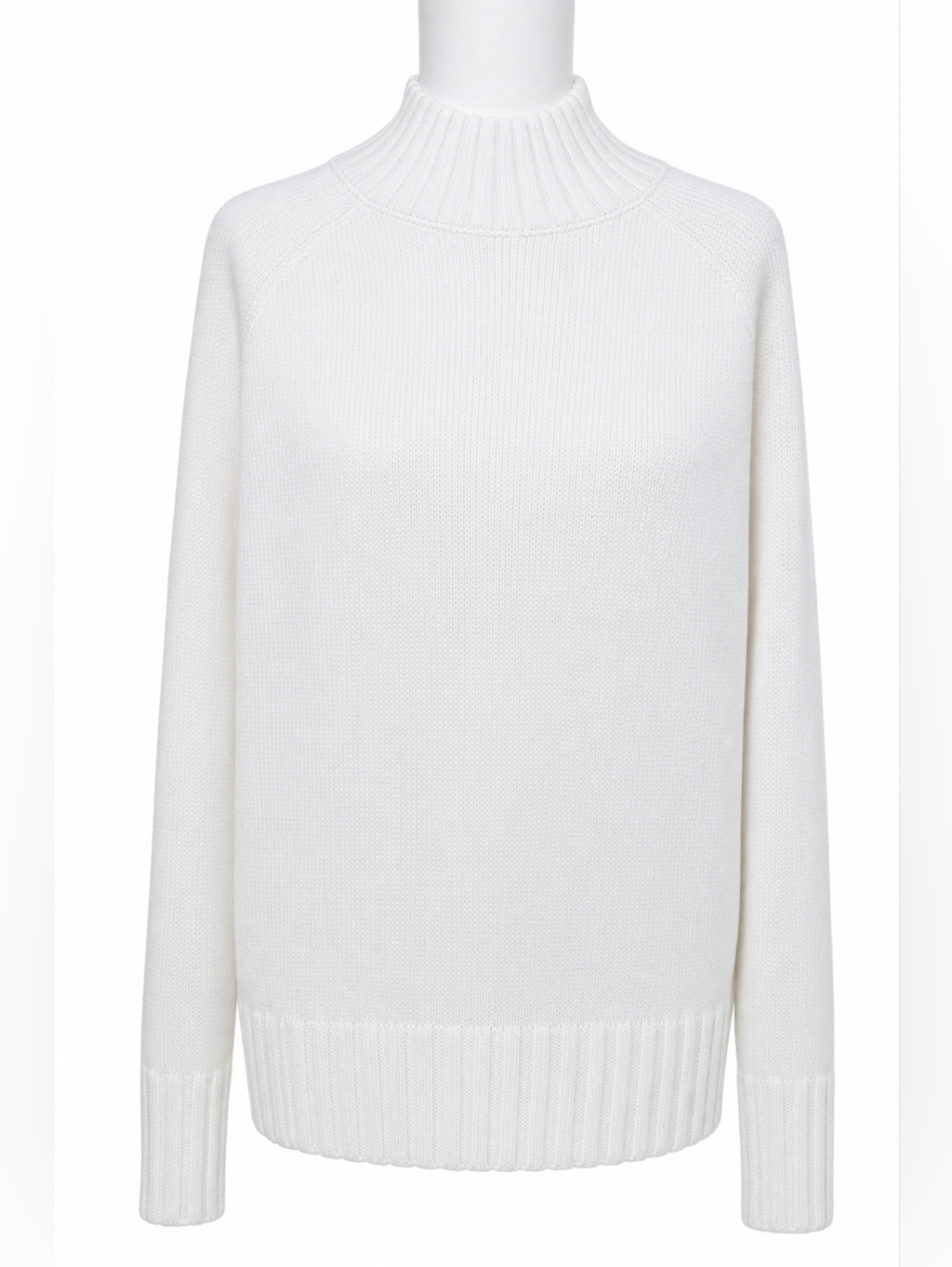 Solid White Mock Neck Sweater
